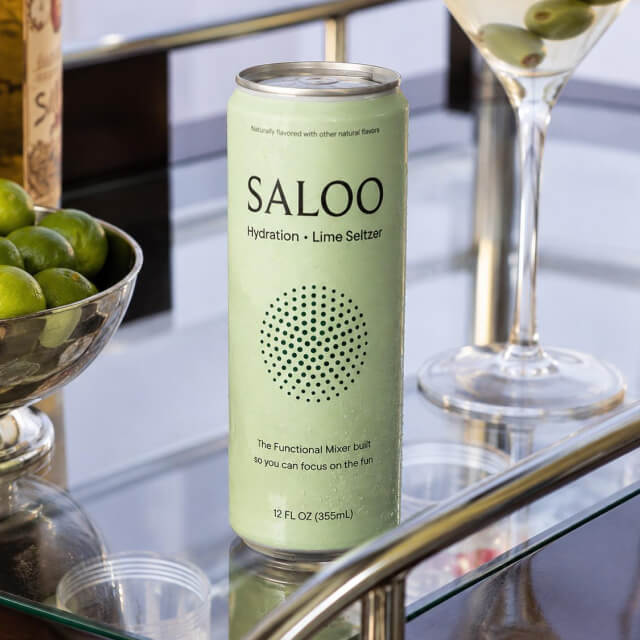 SALOO Hydration Lime Seltzer Functional Mixer - lifestyle slider image